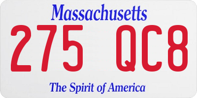 MA license plate 275QC8