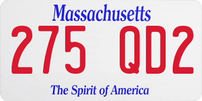 MA license plate 275QD2