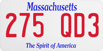 MA license plate 275QD3