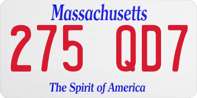 MA license plate 275QD7