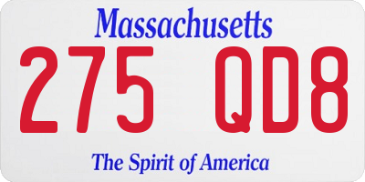 MA license plate 275QD8