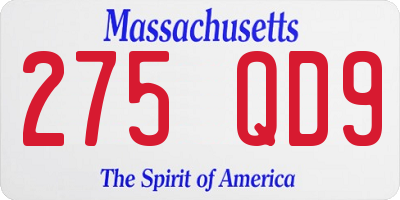 MA license plate 275QD9