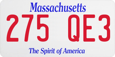 MA license plate 275QE3