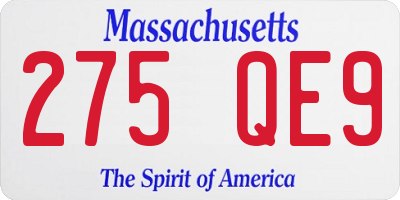MA license plate 275QE9