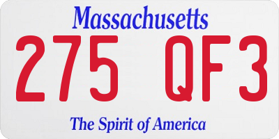 MA license plate 275QF3