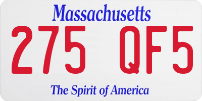 MA license plate 275QF5