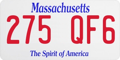 MA license plate 275QF6
