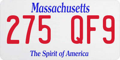 MA license plate 275QF9