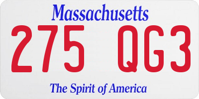 MA license plate 275QG3