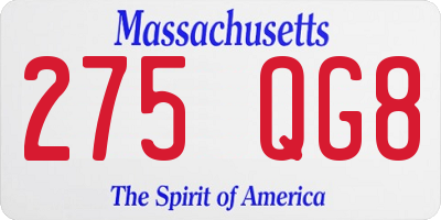MA license plate 275QG8