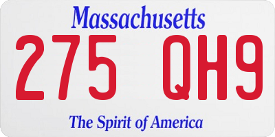 MA license plate 275QH9