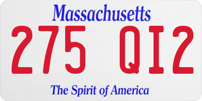 MA license plate 275QI2