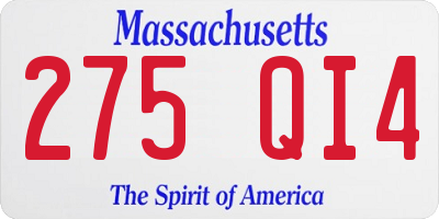MA license plate 275QI4