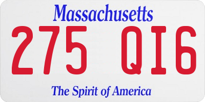 MA license plate 275QI6