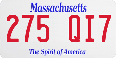MA license plate 275QI7