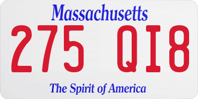 MA license plate 275QI8
