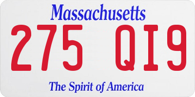 MA license plate 275QI9