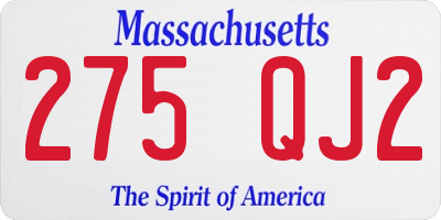 MA license plate 275QJ2
