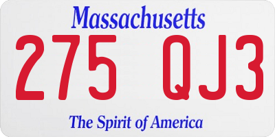 MA license plate 275QJ3