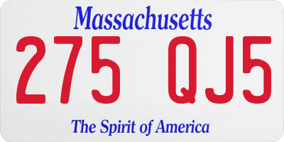 MA license plate 275QJ5