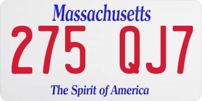 MA license plate 275QJ7