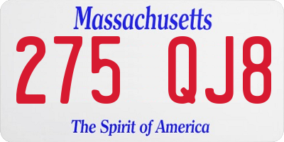 MA license plate 275QJ8