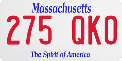 MA license plate 275QK0
