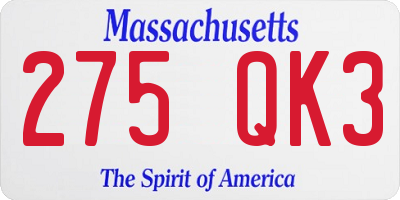 MA license plate 275QK3