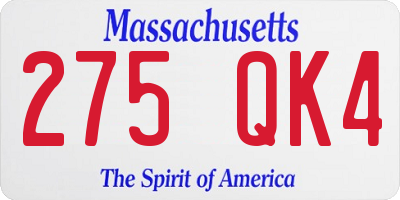 MA license plate 275QK4