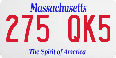 MA license plate 275QK5