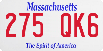 MA license plate 275QK6