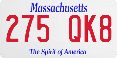 MA license plate 275QK8