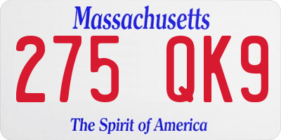 MA license plate 275QK9