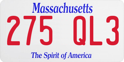 MA license plate 275QL3