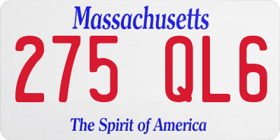 MA license plate 275QL6