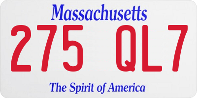MA license plate 275QL7