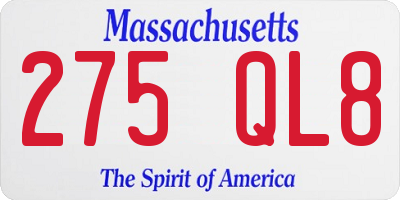 MA license plate 275QL8