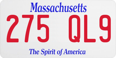 MA license plate 275QL9