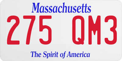 MA license plate 275QM3