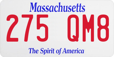 MA license plate 275QM8