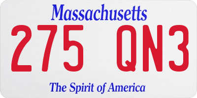 MA license plate 275QN3