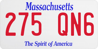MA license plate 275QN6