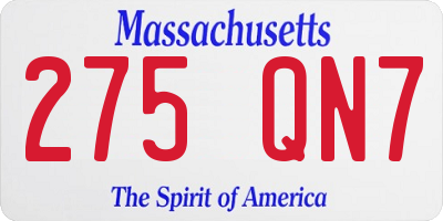 MA license plate 275QN7