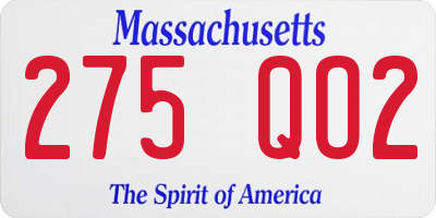 MA license plate 275QO2