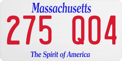 MA license plate 275QO4