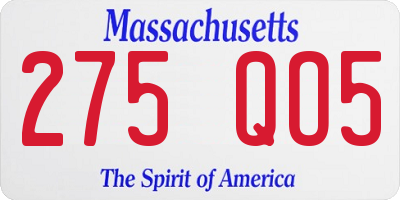 MA license plate 275QO5
