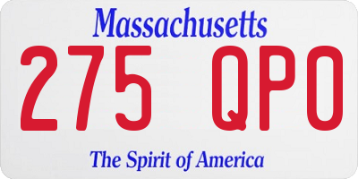 MA license plate 275QP0