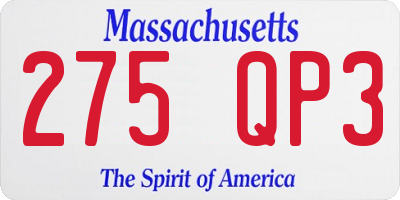 MA license plate 275QP3