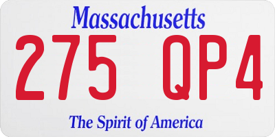 MA license plate 275QP4