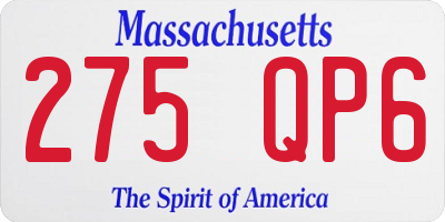 MA license plate 275QP6